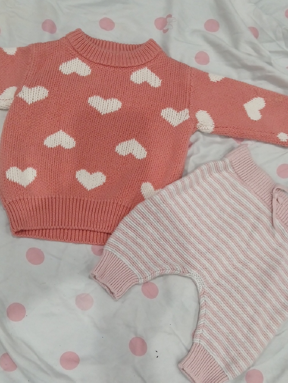 Carter's Pink Heart Knit Crewneck Sweater